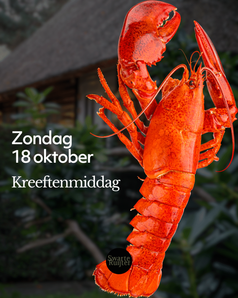 Kreeftenmiddag op zondag 18 oktober 2026 bij De Swarte Ruijter in Holten